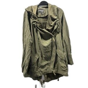 EXPRESS Olive Jacket Lightweight DRAPE FRONT ANORAK Coat Size S Oversized